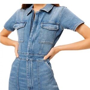 Good American Light Blue Denim Overalls